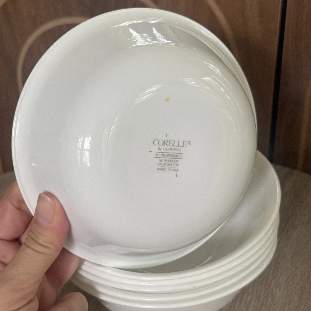 Corelle 6 Vitrelle Winter Frost White Soup Cereal Bowls 6 1/4